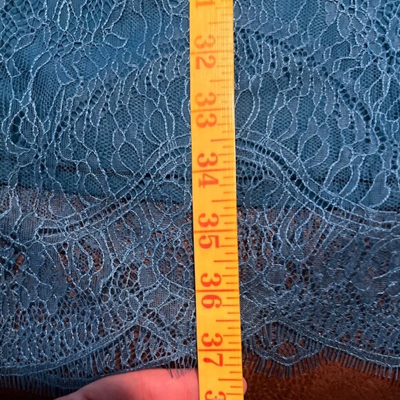 nanette Nanette Lepore Poetic Love Blue Ruffle Trim Lace Shift Dress Sz 4 - Picture 8 of 8